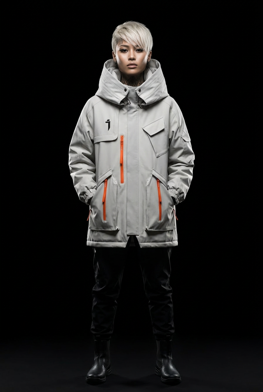 White techwear jacket