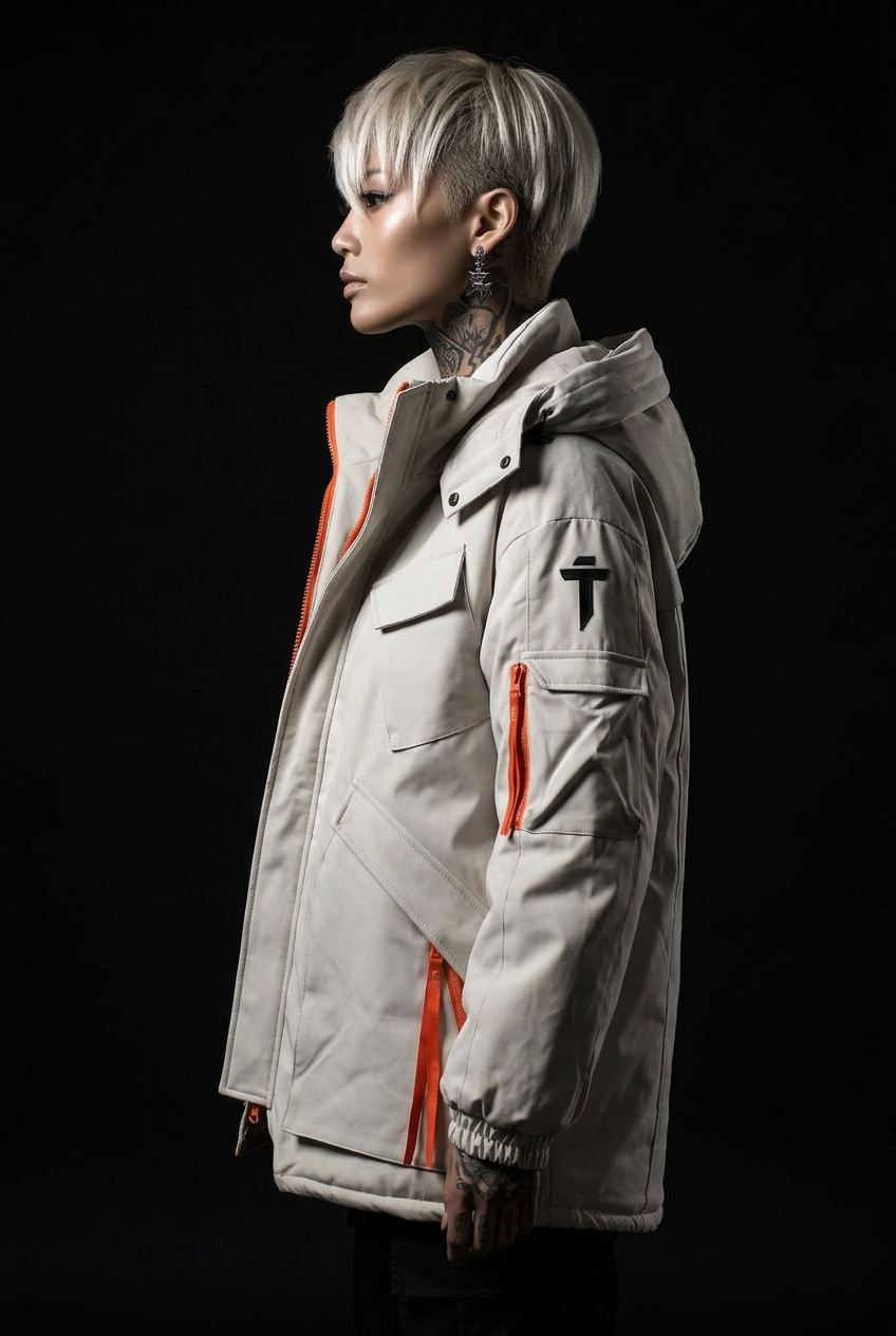 White techwear jacket